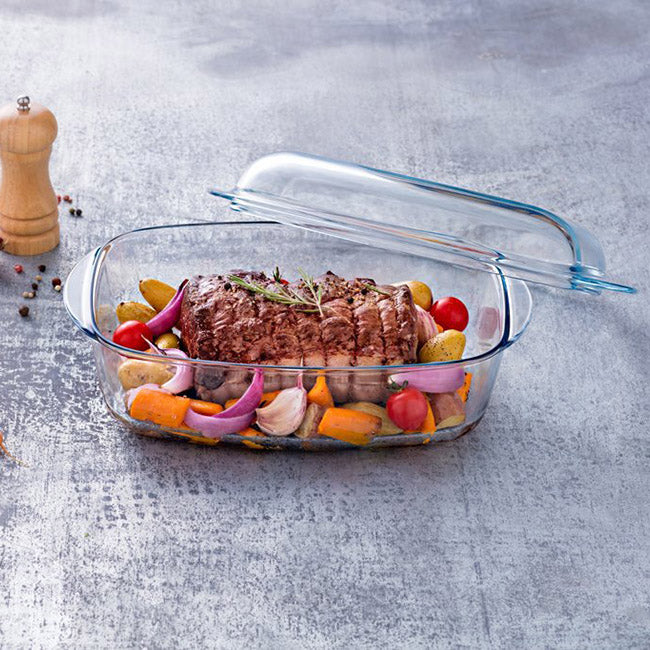 Pyrex 466A000/S 6.5L Rectangular Glass Casserole with Lid