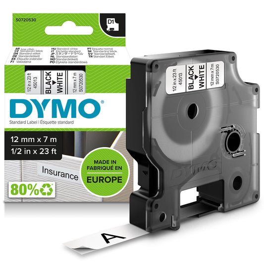 DYMO Tape 12mm x 7m (45013 + 2053) – Durable Labeling Tape