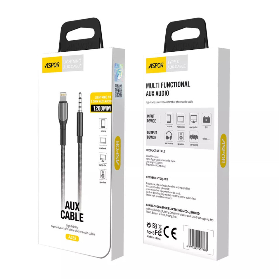 Aspor AUX to iOS Cable A232 + A233