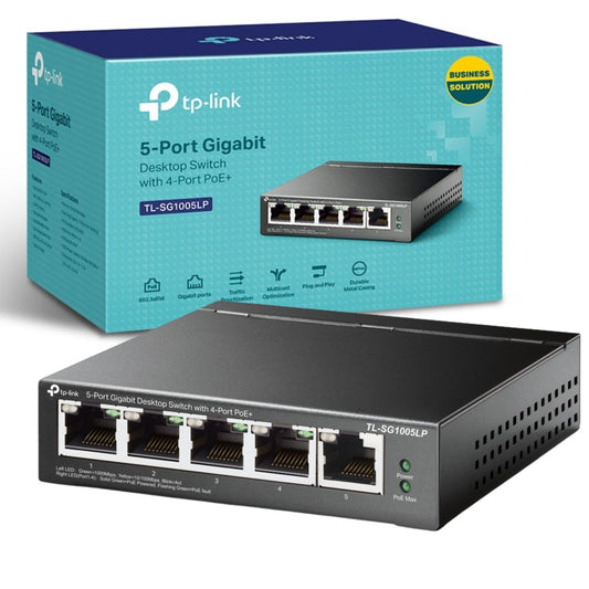 TP-Link TL-SG1005LP مفتاح سطح المكتب جيجابت بخمسة منافذ مع PoE 