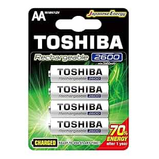 Toshiba Battery Charger with 4 AA 2600mAh Rechargeable Batteries